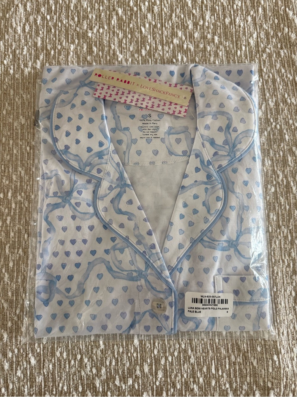 Roller Rabbit × Love Shack Fancy LUNA BOW HEARTS POLO PAJAMAS - size small